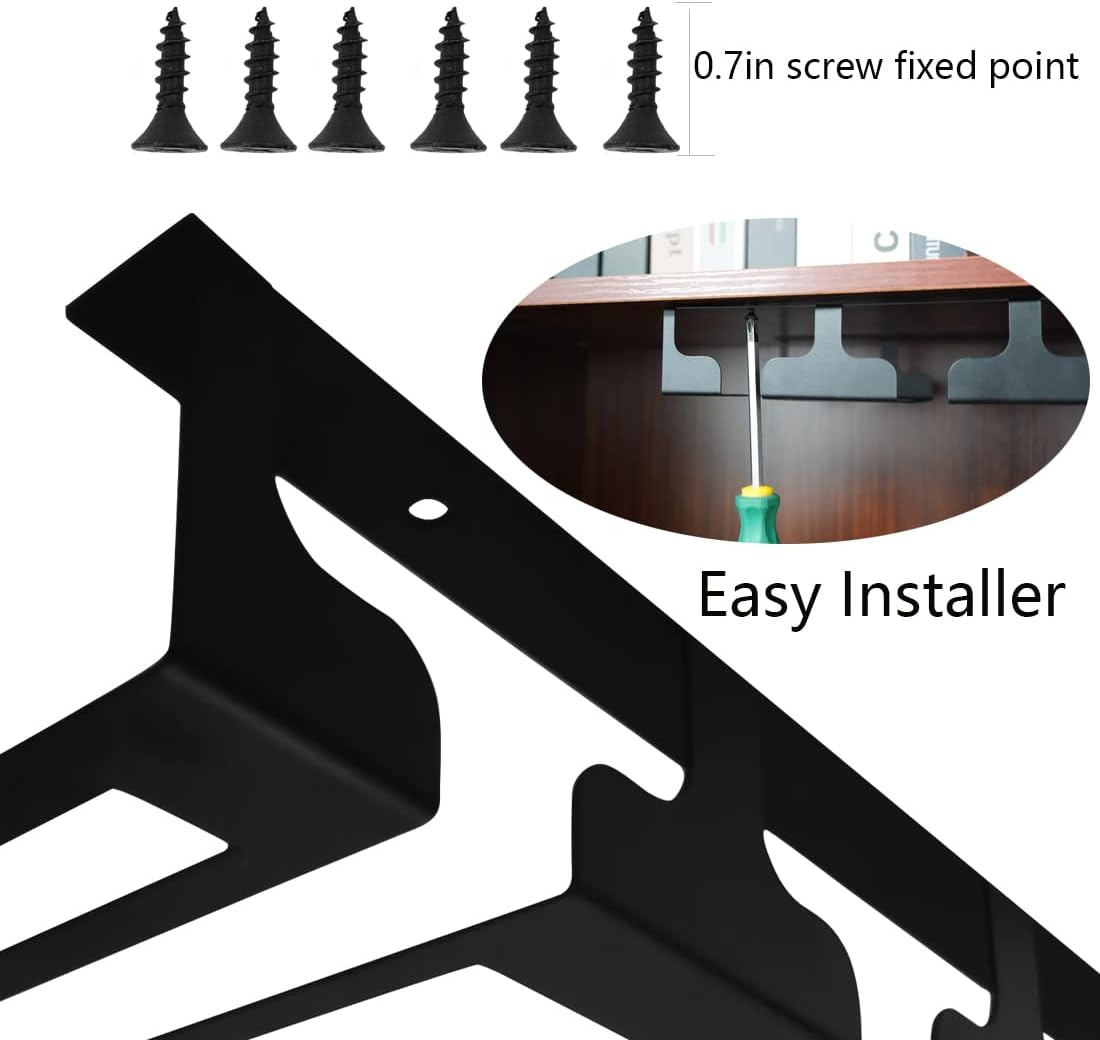 Metal Hanging Wine Glass Holder for Bar Kitchen Under Cabinet Stemware Organizer
