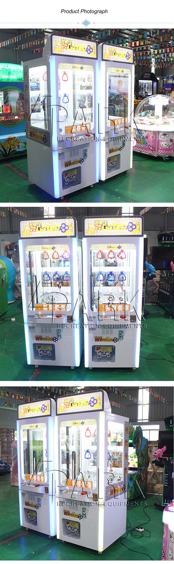 Amusement mini golden key crane machine coin pusher joystick control doll drop machine