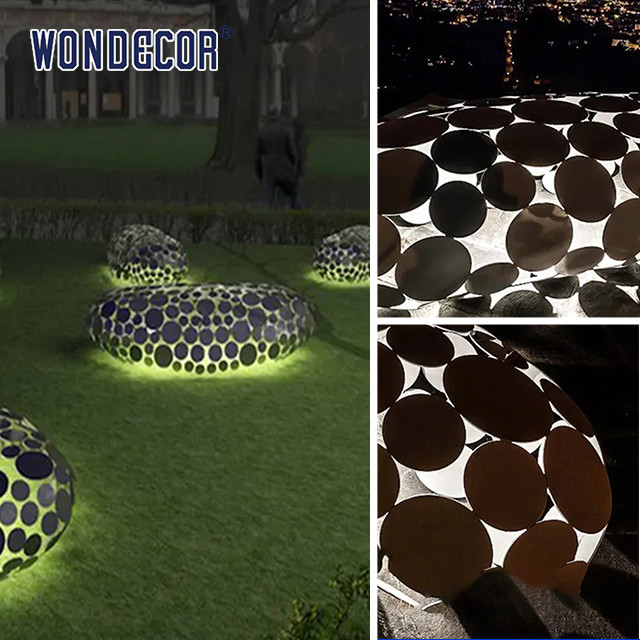 Decoration Circular Panel Ss Sculpture Cobblestone For Splicing Light Show