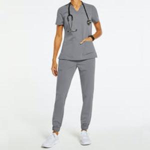 Quality factory custom logo wholesale top quality strech solid color hospital medical scrub wholesale