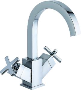 Quality Brass Double Handles Bathroom Basin Mixer Taps Chrome Finish T8302 wholesale