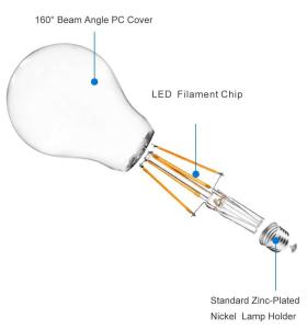 Quality Warm White 560LM G165 E26 Led Oversized Edison Bulbs wholesale
