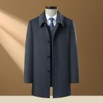 LCBZ Winter Fashion Men's Hooded Trench Coat with Cashmere Lining and Fleece