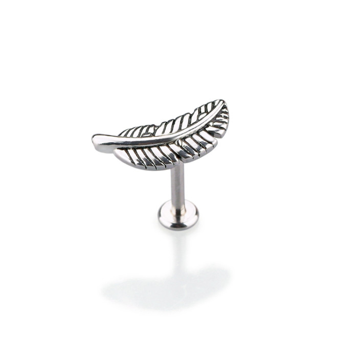316L Surgical Stainless Steel Body Piercing Leaf Labret Stud Body Piercing Unique Lip Rings