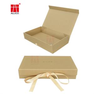 Quality Ribbon Closure Foldable Shipping Boxes , SGS Brown Kraft Gift Boxes wholesale