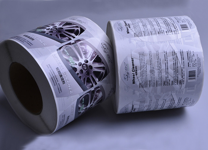 Custom printing glossy waterproof car hubs detergent bottle packaging sticker labels rolls