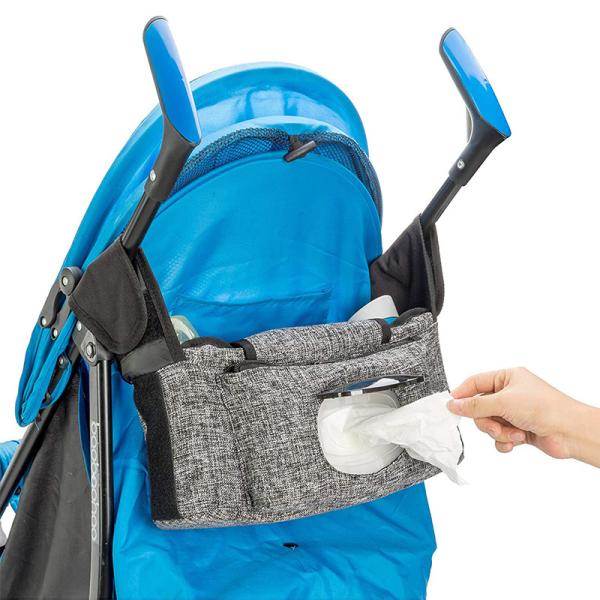 Universal Baby Stroller Organizer Bag With Insulated Cup Bottle Holders and
