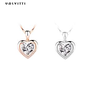 Quality 0.69ft 0.7oz Sterling Silver Heart Pendant Necklace Fiancée Cubic Zirconia Necklace wholesale
