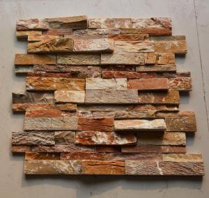 Quality Natural Polished Wooden Vein Ledge Stone Wall Cladding 15mm Thickness wholesale