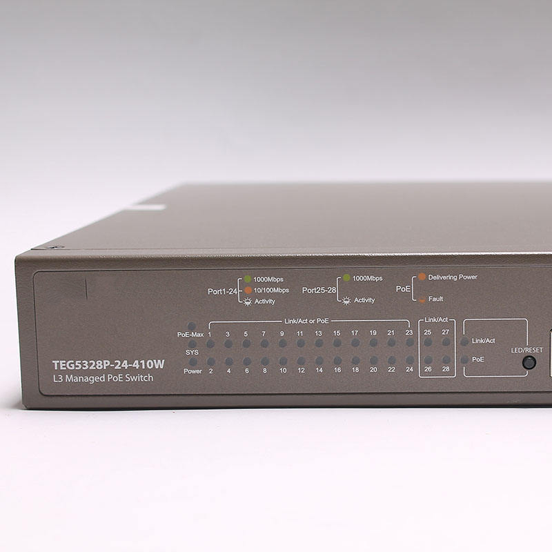 Customized TEG5328P-24-410W L3 Managed POE Switch 370W Power and 802.1Q VLAN for 24*10/100/1000 Base-T Ethernet Ports