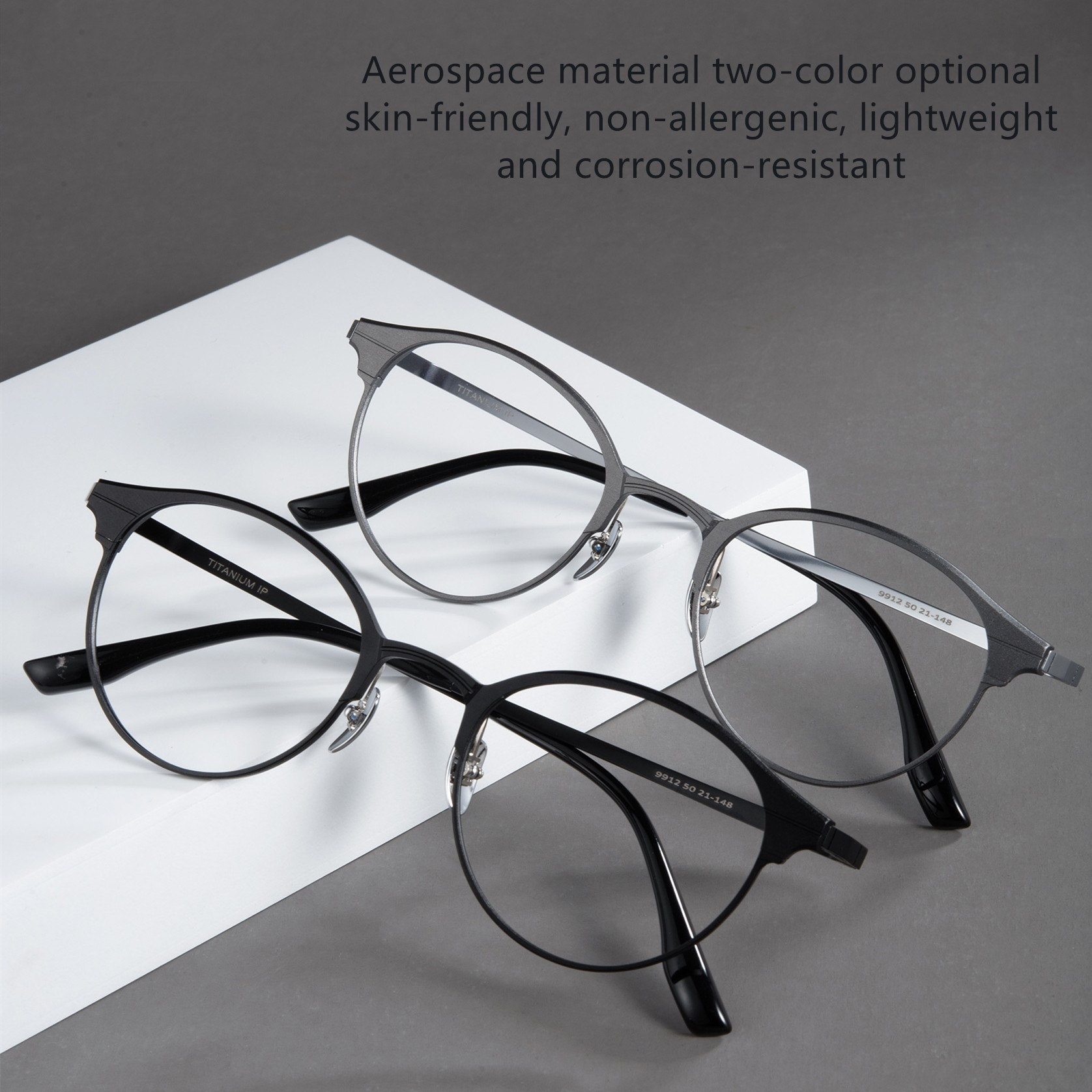 Full Rim Frame Magnetic Pure Titanium Business Aluminum Clip On Glasses
