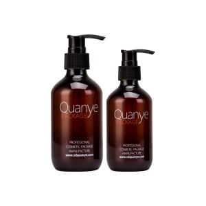 Quality 200ml PET Amber Bottles With Pump / Foundation Cosmetic Packaging Bottles wholesale