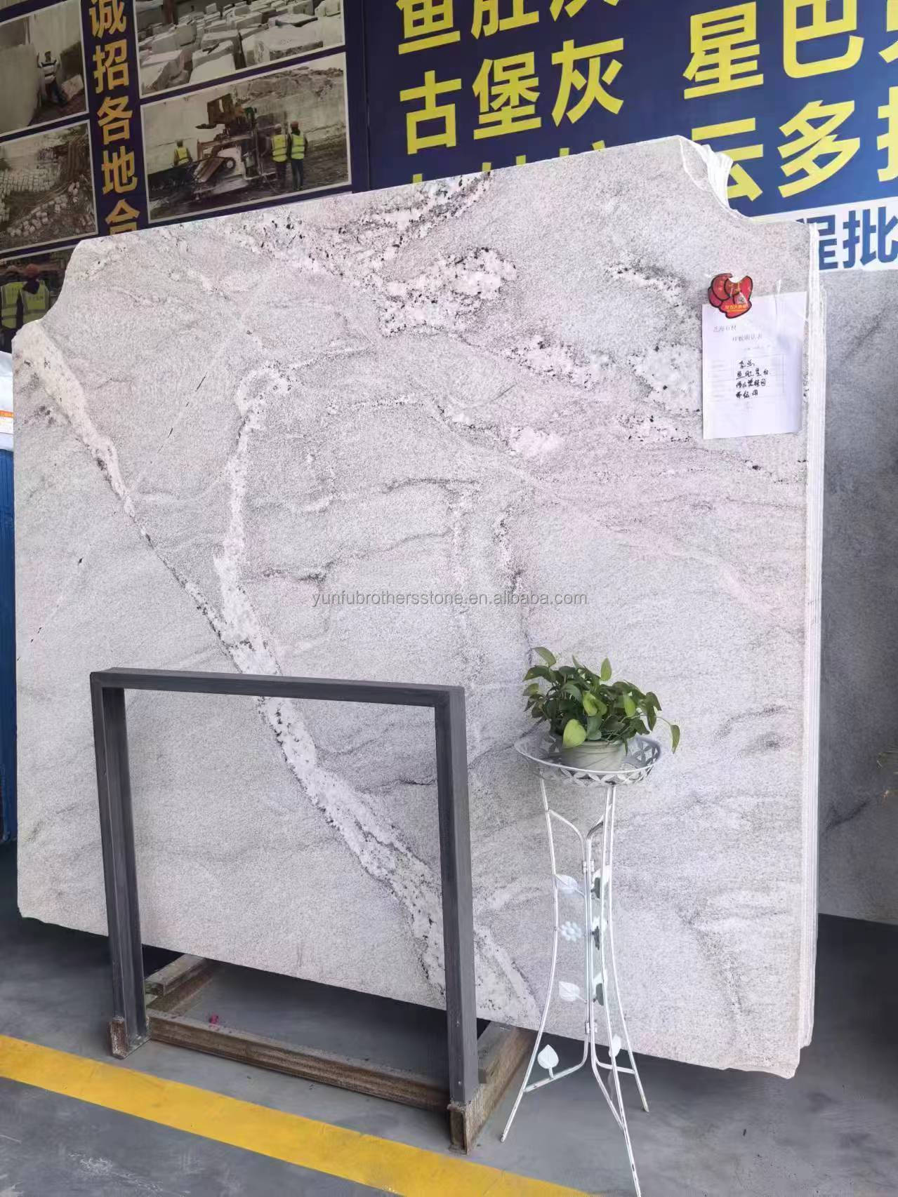 Modern Calacatta White Granite Slabs for Interior Stair Stepping and Wall Design