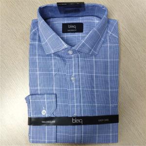 Quality Blue Checks Stylish Casual Shirts 40% Polyester 60% Cotton Environmental Printing wholesale