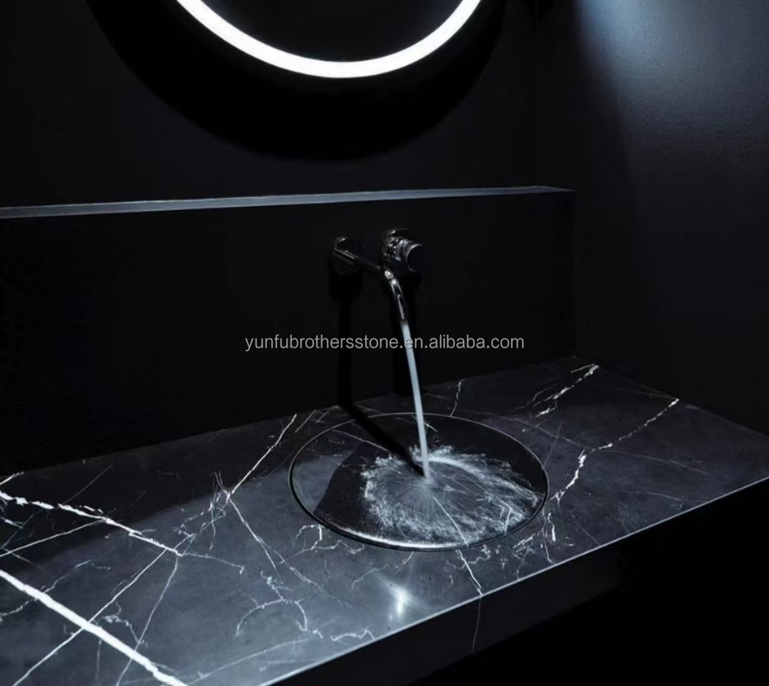 White Veins Marble Sink Cut to Size from Calcite Marble for Modern Hotel Villa Design