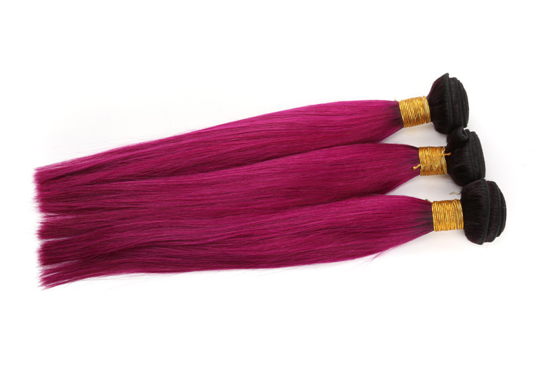 Double Drawn Purpled Color Straight Hair Unproduced Virgin Brazilian Hair Bundles