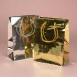 Gold / Metallic Paper Jewelry Gift Bags Biodegradable Paper European Totes