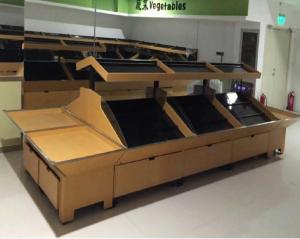 Quality supermarket wood fruit display wholesale