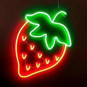Quality 12V Plug Power Supply Red Strawberry Drop Shipping Custom Logo Neon Light Wedding Sign wholesale