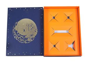 China Gold Hot Stamping Lift Off Lid Box , FSC Custom Rigid Box Packaging on sale