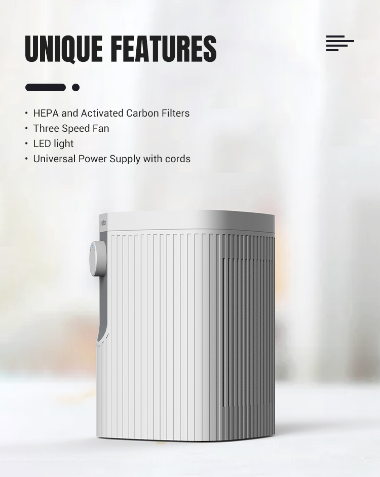 Low Noise 38dB Desktop Air Purifier 180m3/H Portable USB Powered Air Purifier