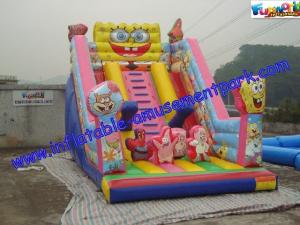 China Cute Spongebob Commercial Inflatable Water Jumping Castle Slide For Kids EN14960 on sale