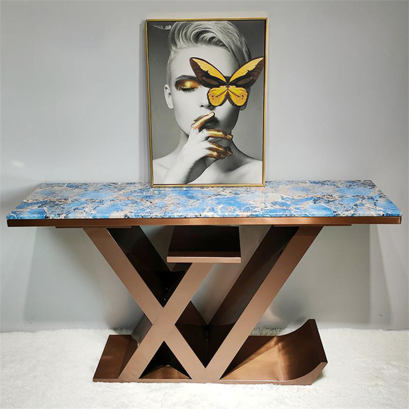 Luxury Marble Console Tables With Stainless Steel - Modern Elegance