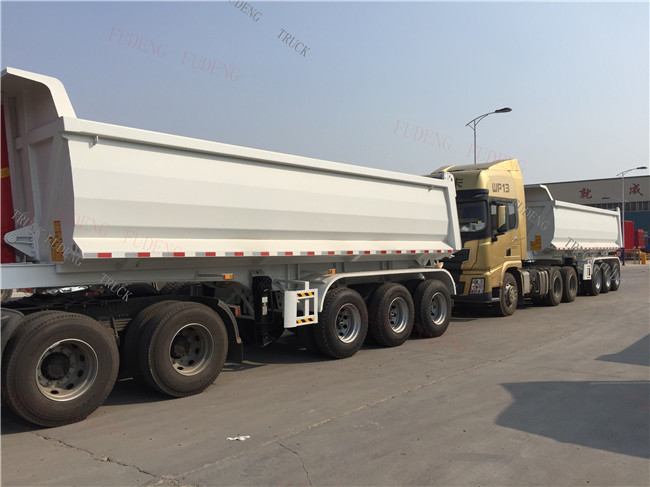 Steel Frame Tri Axle Dump Trailer / 25 Cubic Semi Trailer End Dump Truck