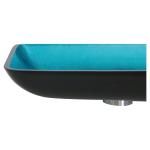 Tempered Glass Blue Rectangle Vessel Sink 560 * 360 * 110mm With Faucet