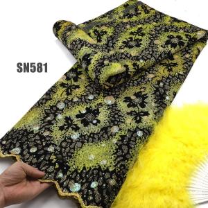 Quality Party Perfect Unique Shiny Flocking Velvet and Sequins African Lace for Senegal Fabric wholesale