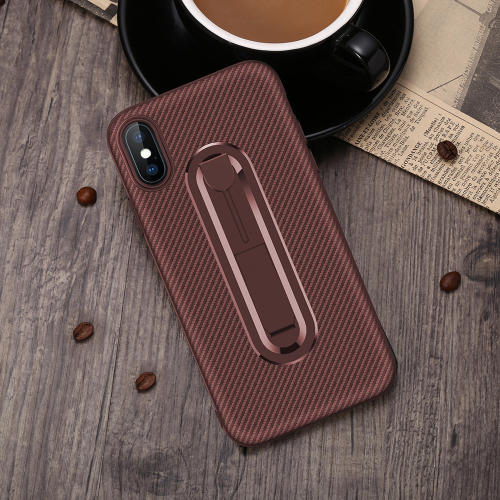 Color Red Carbon Fiber Invisible Kickstand TPU Case Back Cover For IphoneXS IphoneXR IphoneXS MAX Iphone8 Iphone7 Plus