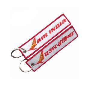 China Twill Merrowed Embroidered Key Chain Tag For Souvenir Gift 13cm × 3cm on sale
