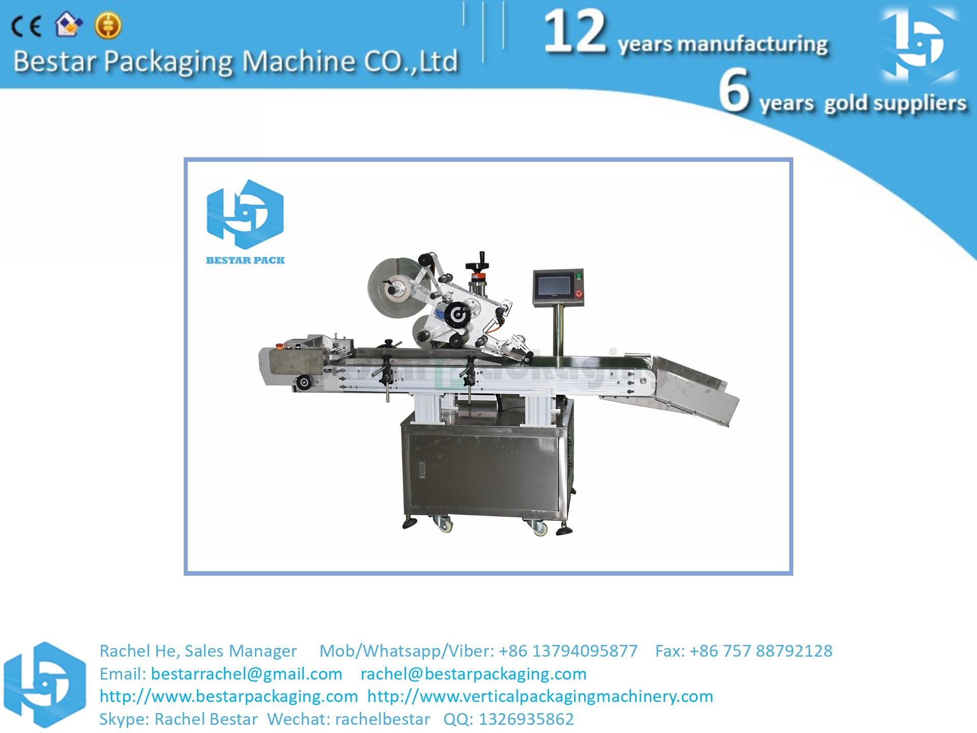 Automatic bottle labeling machine, adhesive sticker labeling