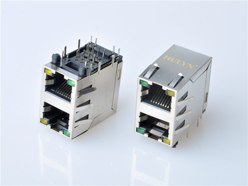 HULYN RJ45Jack, Shielded RJ45 Modular Jack Connector,with LEDs, 2x1 Ports,RJ45 connector LED