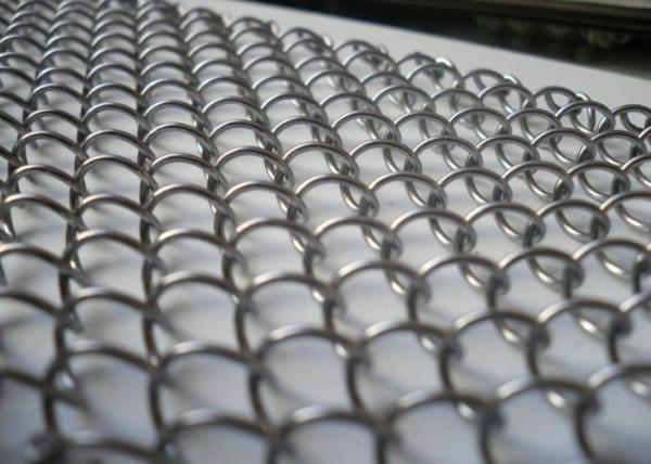 Hotel Ceiling Metal Coil Drapery , Customized Flame Resistant Fireplace Mesh