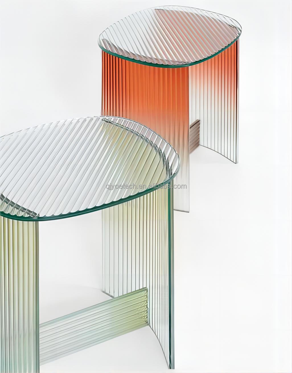 Customized Color Frosted Glass Door Fluted Moru Tempered Glass for Interior Home Decoration