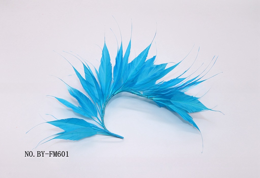 Party Decoration Stripped Goose Feather Flower Mount with Wire Accessory in Bright Colors