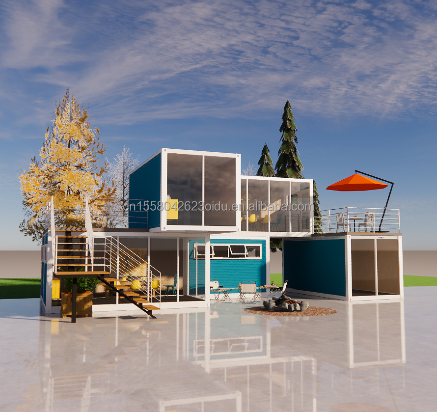 Detachable 20ft Flat Pack Luxury Small Living Container House with Aluminum Alloy Windows and Galvanized Steel Bending 180g