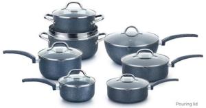 Eco-friendly Aluminum Stone coating Nonstick Cookware Set Dishwasher Safe with soft handle