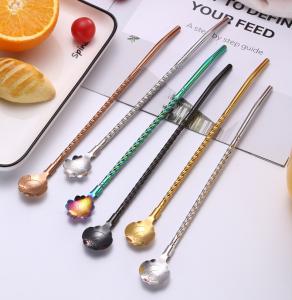 Quality Eco Friendly Metal Spoon Straws , 304 Stainless Steel Drinking Straws wholesale