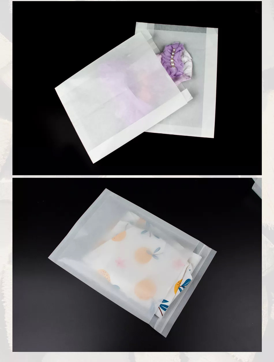 Semi Transparent Glassine Paper Bag Eco Friendly Biodegradable Grease Resistant