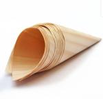 80mm Pine Small Wooden Disposable Serving Cone For French Fry Appetizers 100