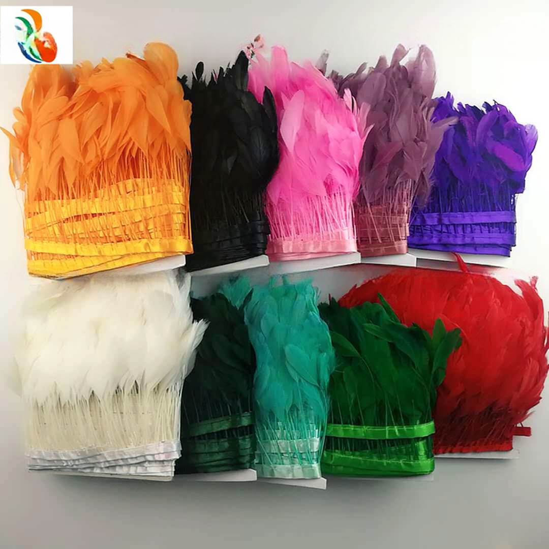 Customized Stripped Coque Feather Fringe Trim with Dyed Pattern