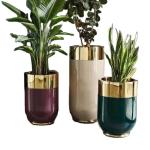 Two colors matched flower pot metal flower planter