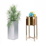 Luxury gold indoor small flower pot with stand removable