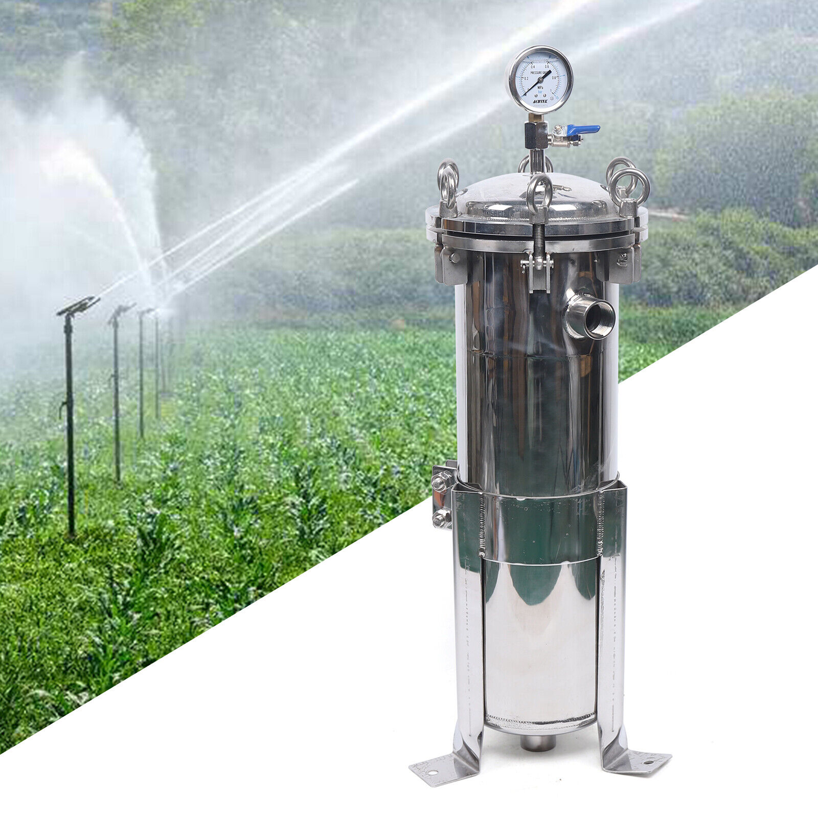 62KG 304 Stainless Steel Bag Filter Housing for Restaurant Solid-Liquid Separation 120PSI