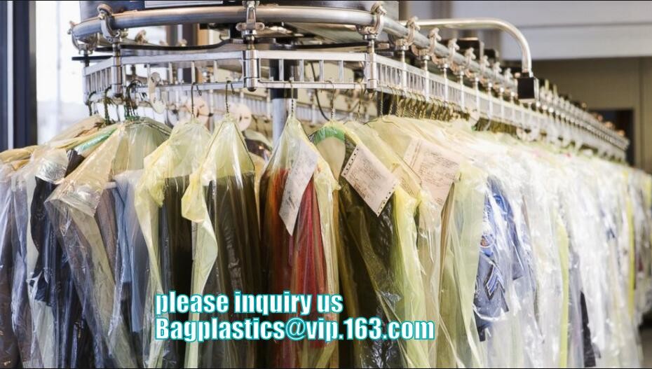 commercial clear pe ldpe poly hotel laundry roll up suit garment packaging dry cleaning cover plastic polythene bag for