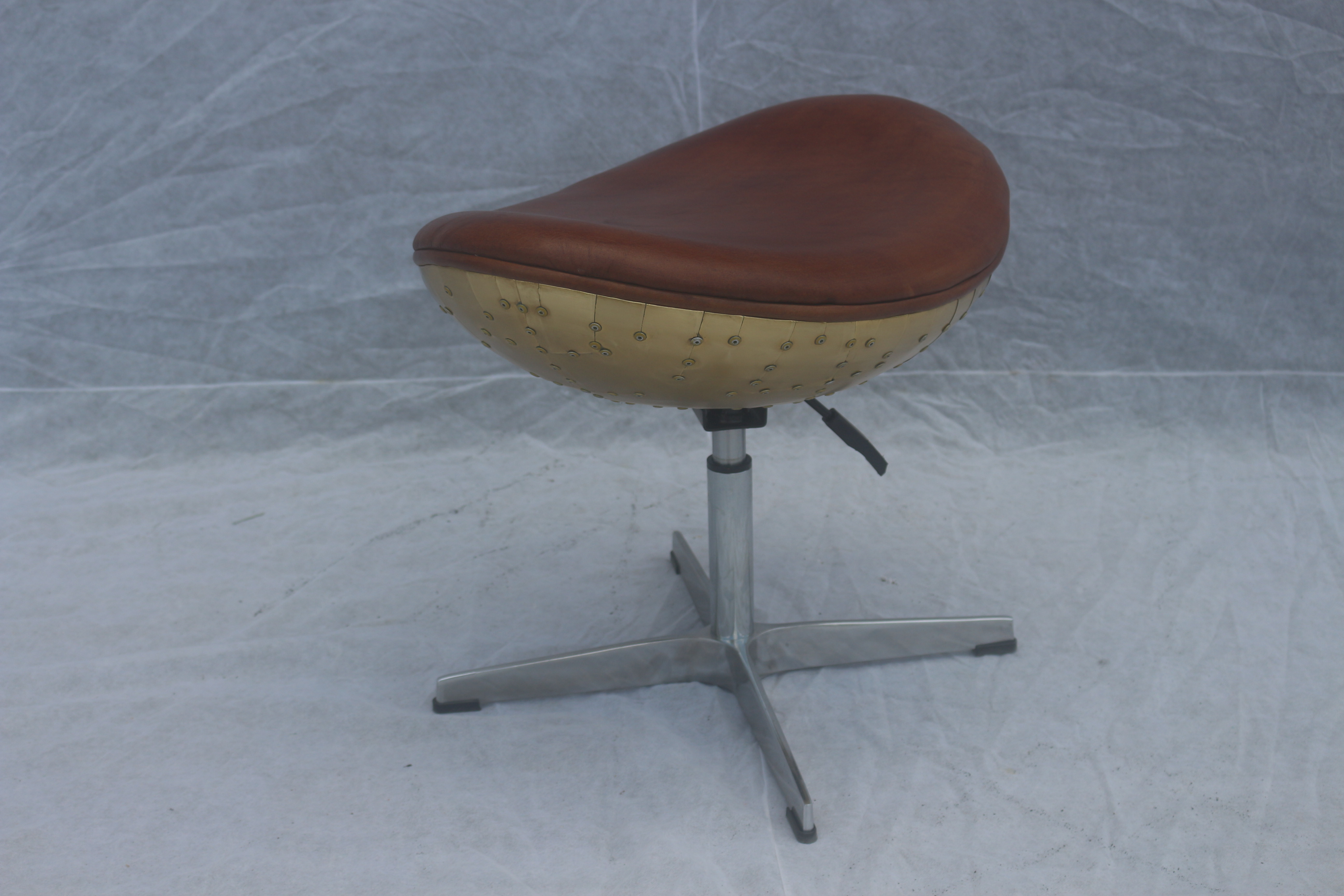 Kitchen Ottoman Footstool Leather Vintage Bar Stools With Aluminum Base