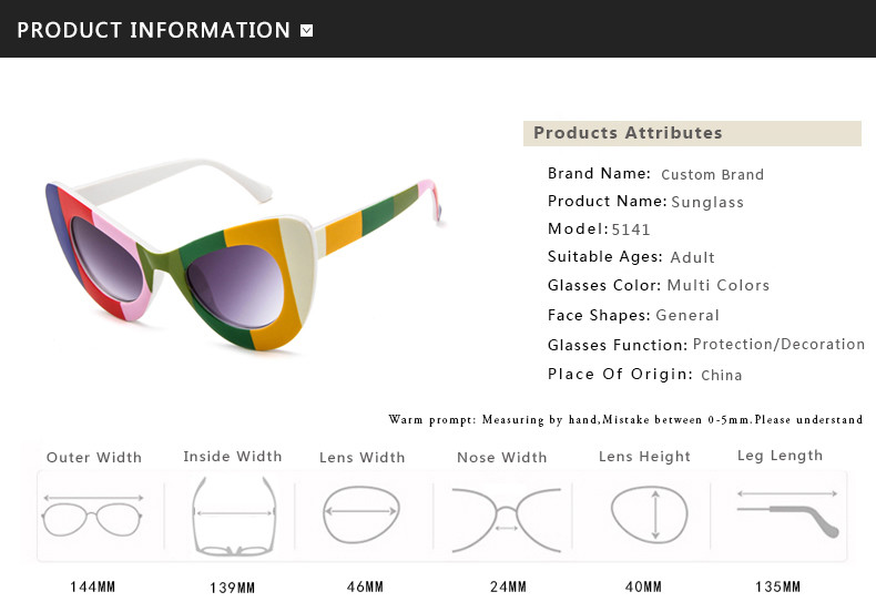 Popular Design 144MM Extra Large Cat Eye Glasses Extra Wide Sunglasses For Big Heads