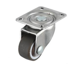 Quality Ball Bearing Red Color PU Material Flat Bottom Double Brake Caster 1 Piece Min.Order wholesale